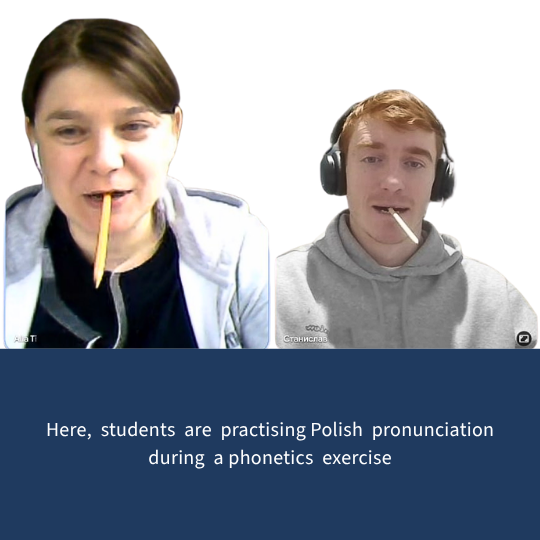 Online Polish courses – phonetics practice during a live lesson